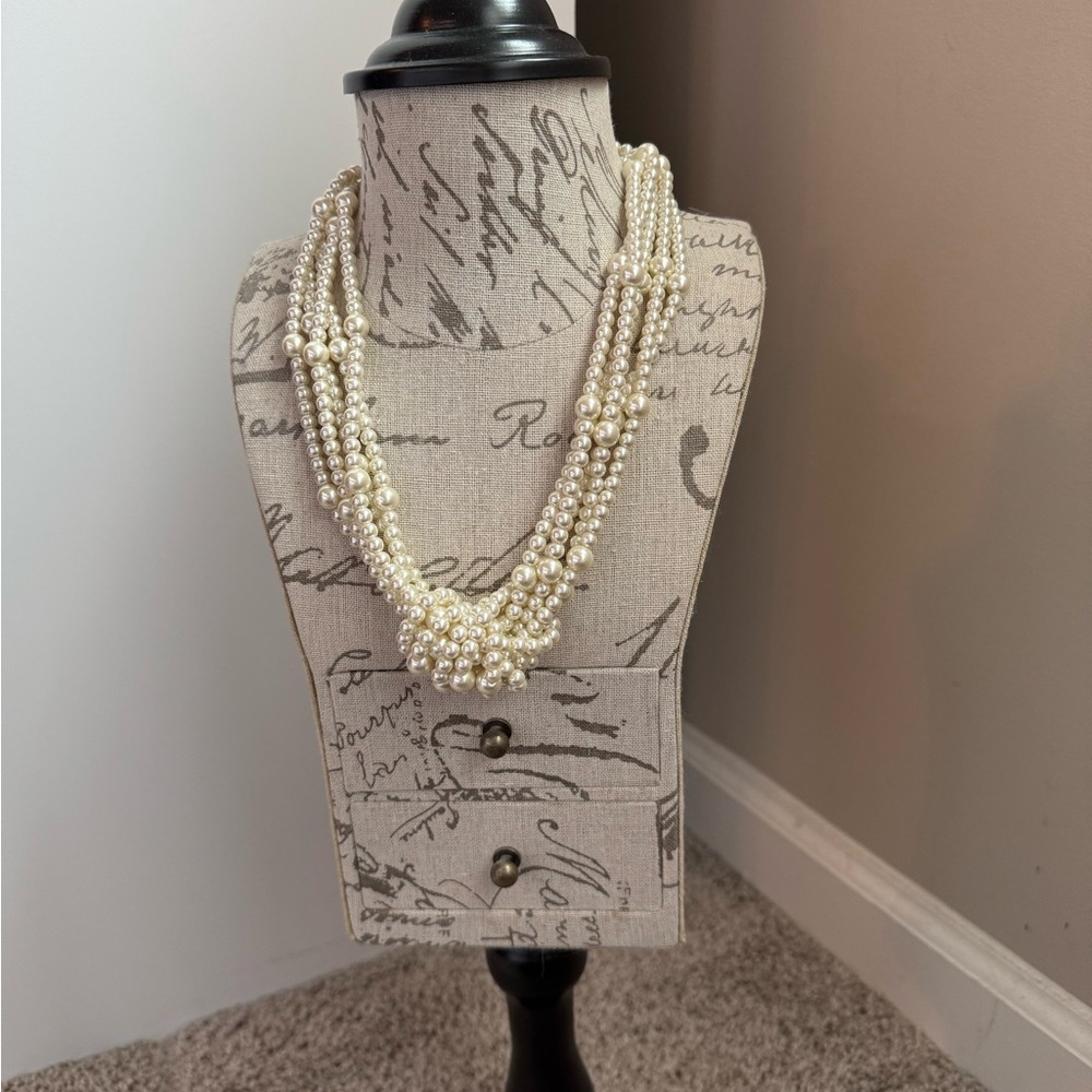 Classic Ivory Pearl Multi-Strand Knot Necklace - Women Jewelry - Picture 2 of 4